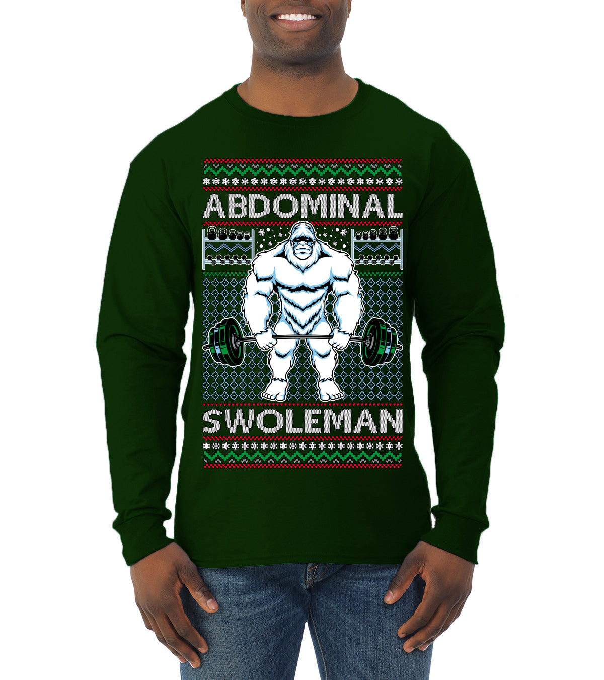 Merry Liftmas Abdominal Swoleman, Christmas Gifts, Funny Xmas Gift Idea, Ugly Christmas Sweater Mens Long Sleeve Shirt