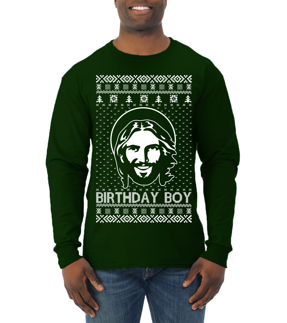 Birthday Boy Jesus Christ, Christmas Gifts, Funny Xmas Gift Idea, Ugly Christmas Sweater Mens Long Sleeve Shirt