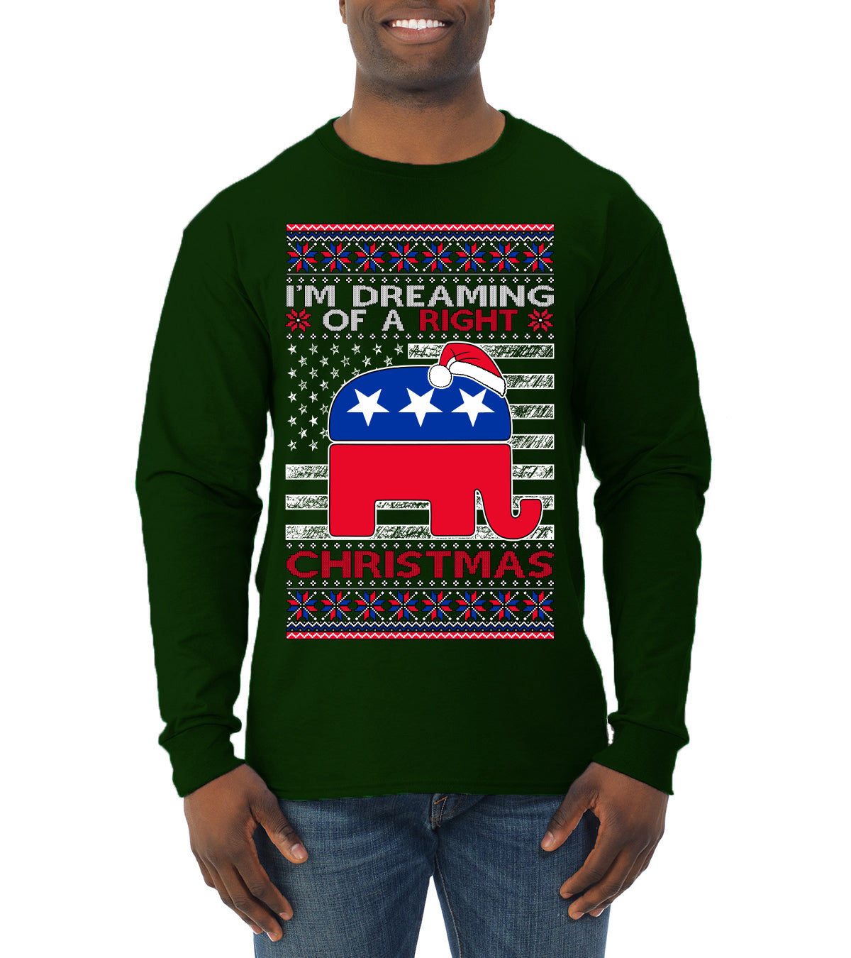 I'm Dreaming Of A Right Christmas GOP, Christmas Gifts, Funny Xmas Gift Idea, Ugly Christmas Sweater Mens Long Sleeve Shirt