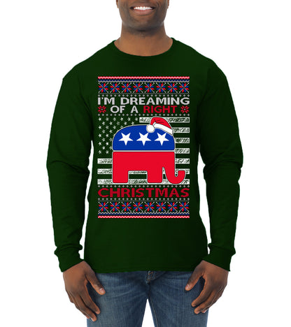 I'm Dreaming Of A Right Christmas GOP, Christmas Gifts, Funny Xmas Gift Idea, Ugly Christmas Sweater Mens Long Sleeve Shirt