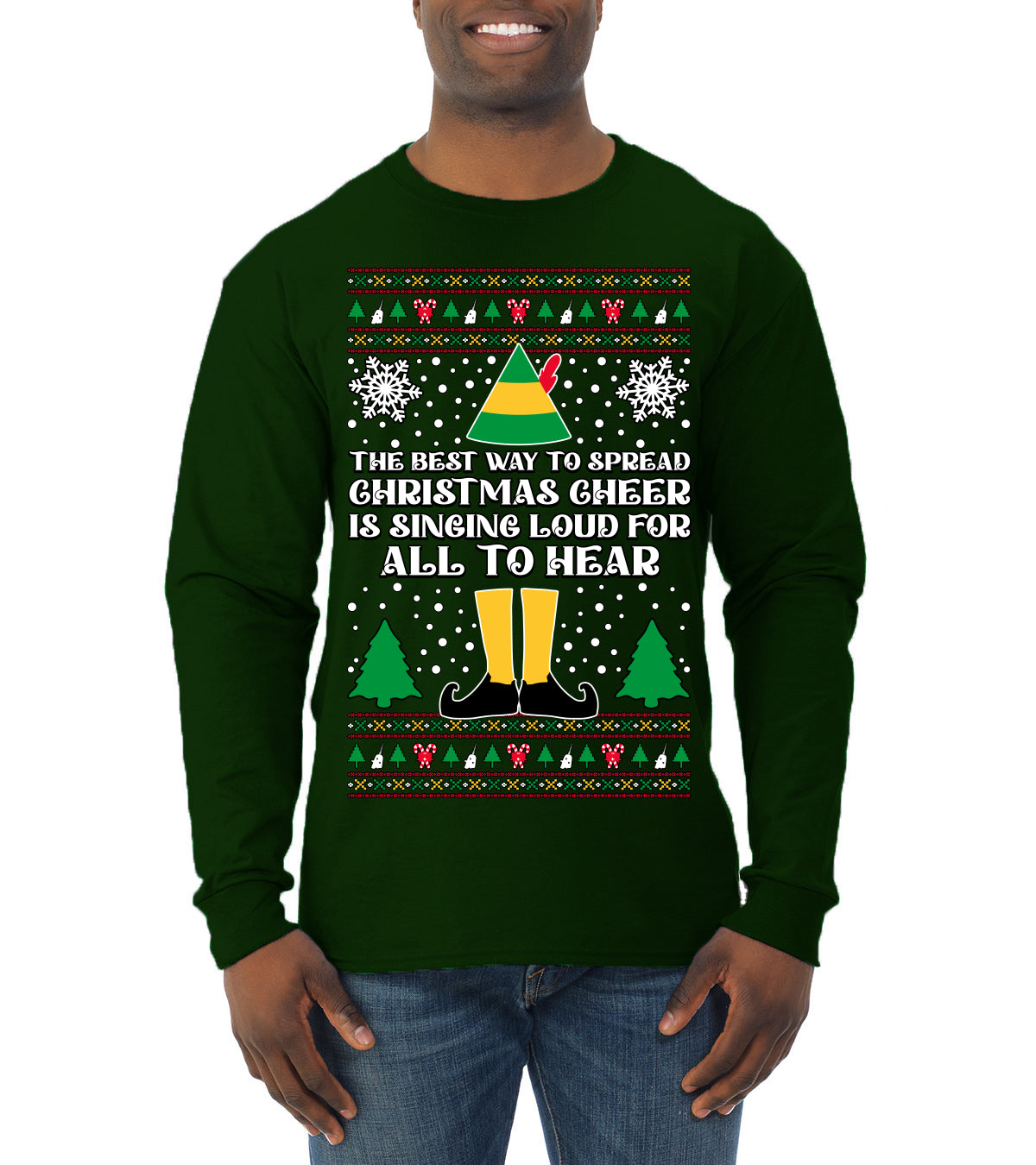 Spread Christmas Cheer Sing Loud For All To Hear, Christmas Gifts, Funny Xmas Gift Idea, Ugly Christmas Sweater Mens Long Sleeve Shirt