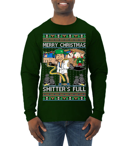 Merry Christmas Shitter's Full Ugly Christmas Sweater, Christmas Gifts, Funny Xmas Gift Idea, Mens Long Sleeve Shirt