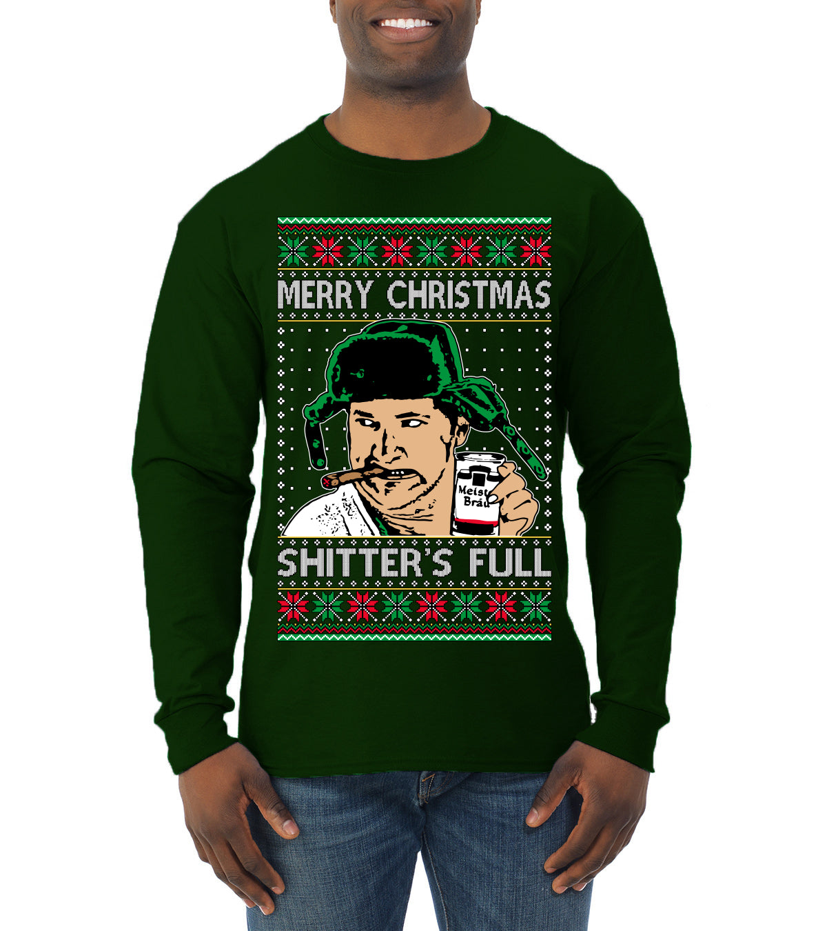 Shitter's Full Cousin Eddie Christmas Family Vacation Ugly Christmas Sweater, Christmas Gifts, Funny Xmas Gift Idea, Mens Long Sleeve Shirt