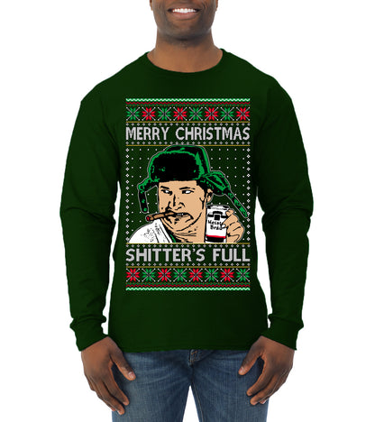 Shitter's Full Cousin Eddie Christmas Family Vacation Ugly Christmas Sweater, Christmas Gifts, Funny Xmas Gift Idea, Mens Long Sleeve Shirt