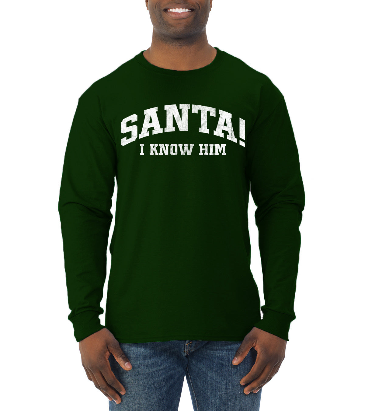 Vintage Movie Quote Santa! I Know Him, Christmas Gifts, Funny Xmas Gift Idea, Ugly Christmas Sweater Mens Long Sleeve Shirt