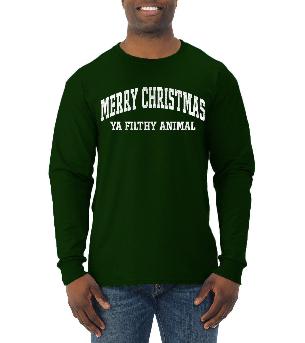 Vintage Movie Quote Merry Christmas Filthy Animal, Christmas Gifts, Funny Xmas Gift Idea, Ugly Christmas Sweater Mens Long Sleeve Shirt