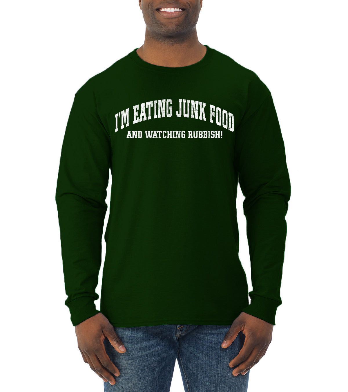Vintage Movie Quote Eating Junk Food And Watching Rubbish, Christmas Gifts, Funny Xmas Gift Idea, Ugly Christmas Sweater Mens Long Sleeve Shirt