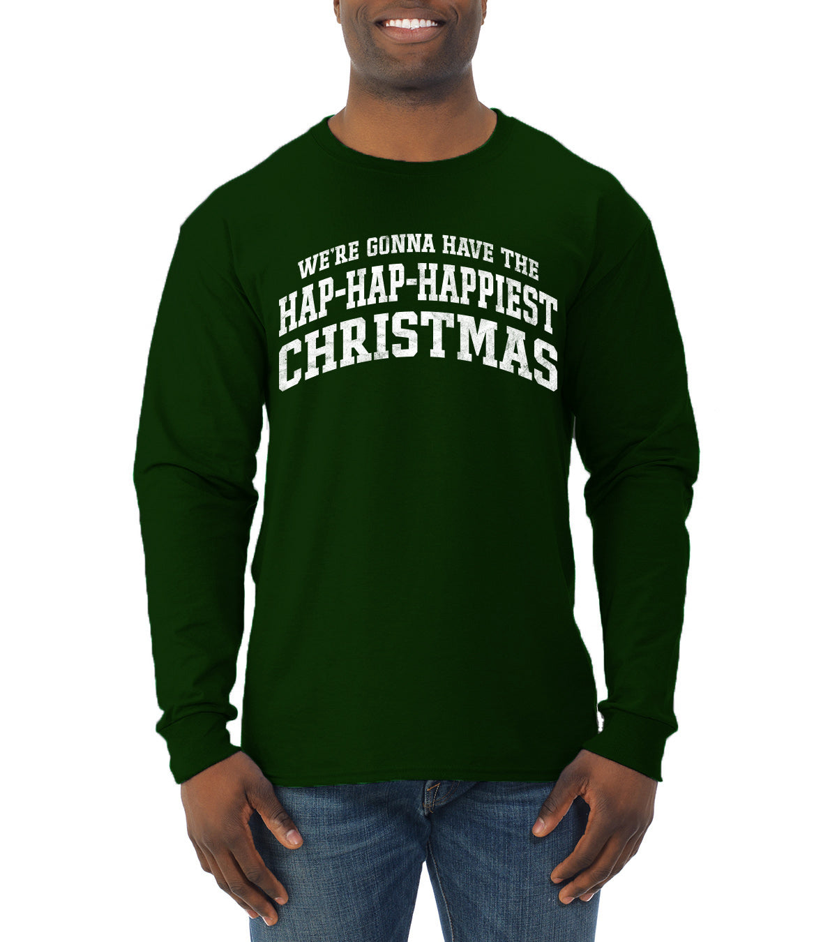 Vintage Movie Quote Hap-Hap-Happiest Christmas, Christmas Gifts, Funny Xmas Gift Idea, Ugly Christmas Sweater Mens Long Sleeve Shirt