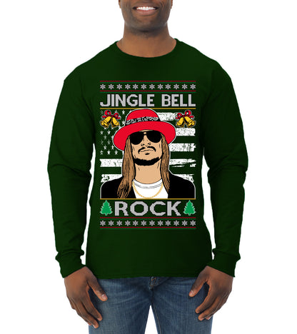Kid RapperJingle Bell Rock  Country Music, Christmas Gifts, Funny Xmas Gift Idea Ugly Christmas Sweater Mens Long Sleeve Shirt
