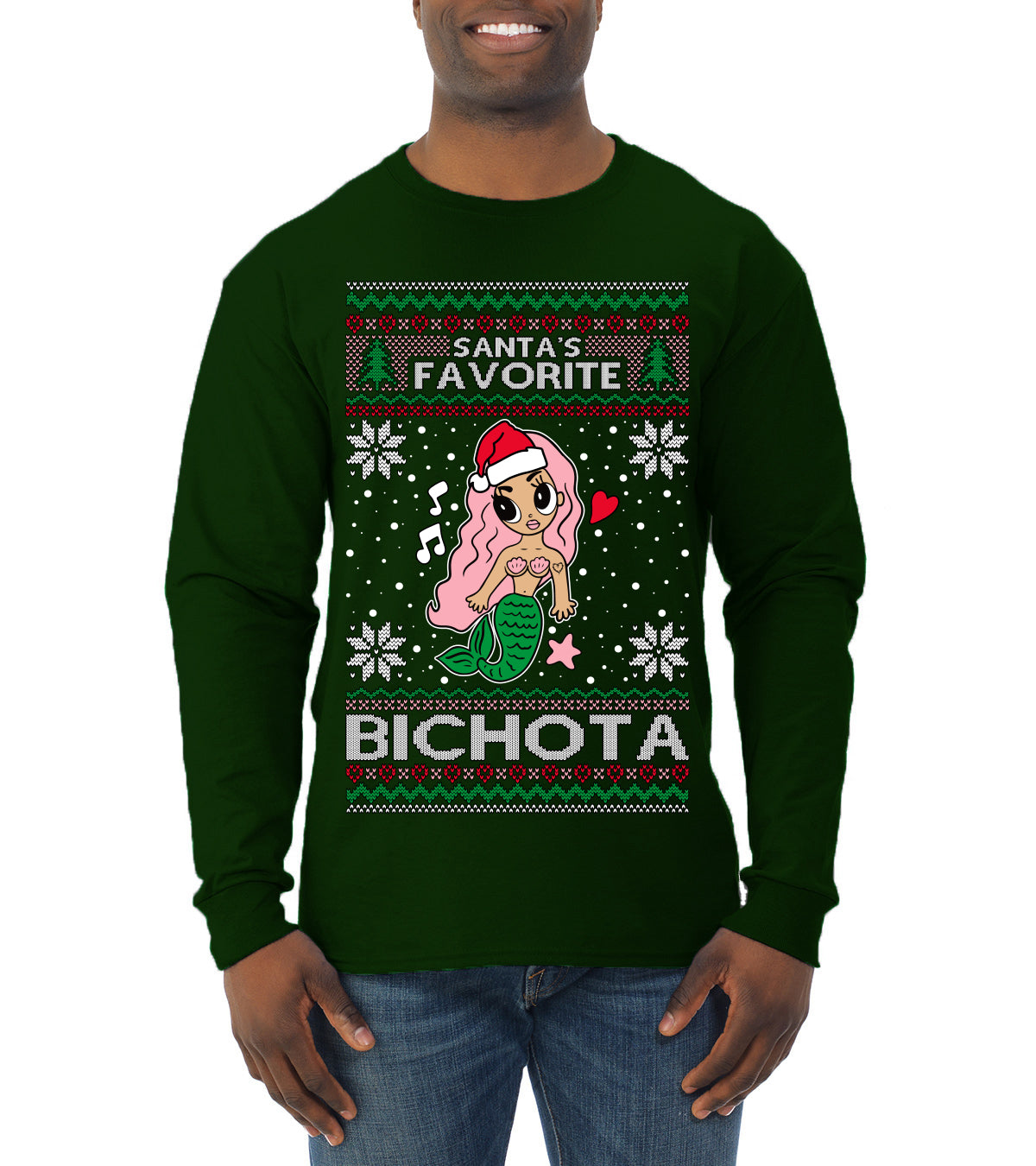 Christmas Karol Santa's Favorite Bichota, Christmas Gifts, Funny Xmas Gift Idea, Ugly Christmas Sweater Mens Long Sleeve Shirt