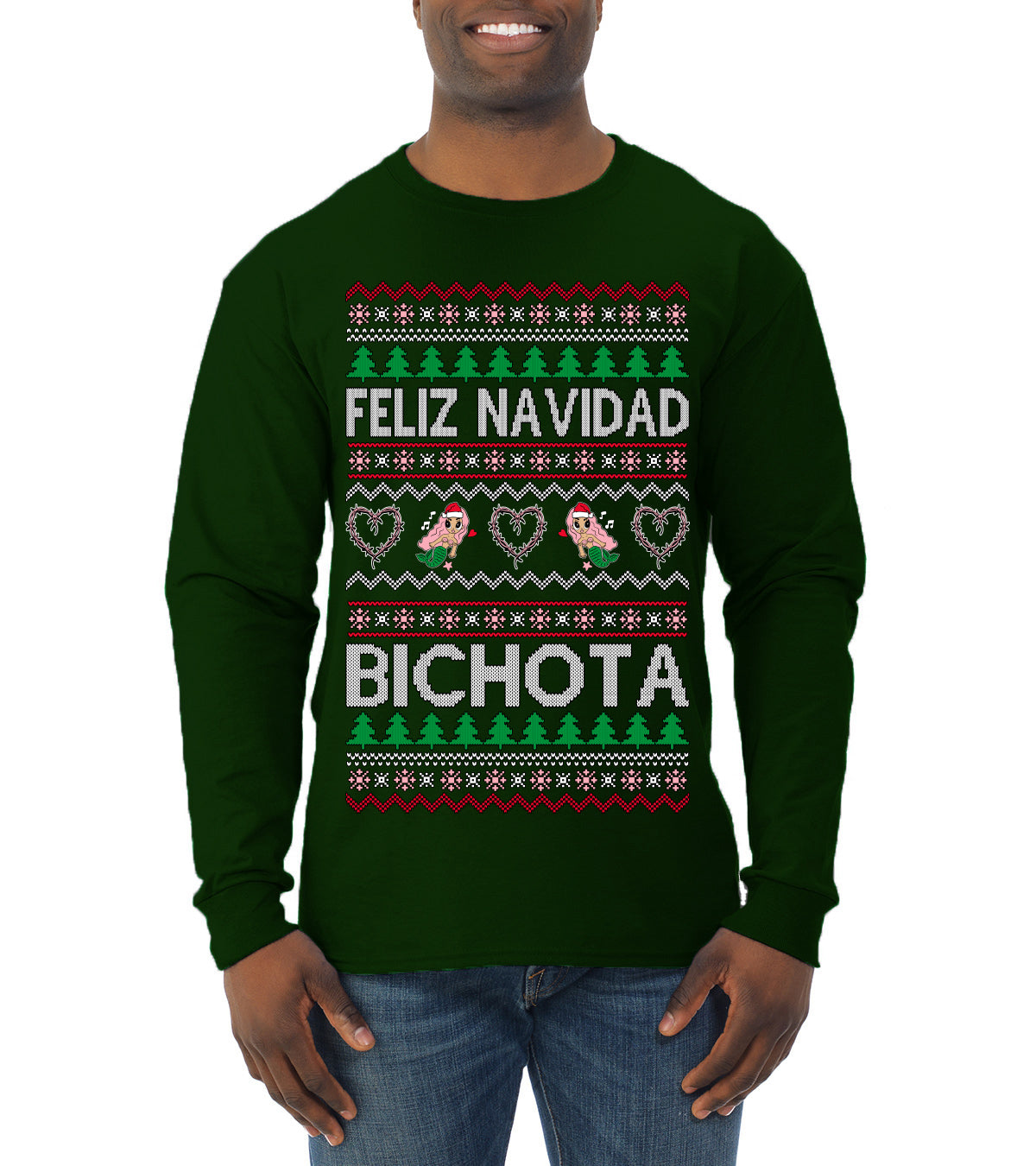 Feliz Navidad Bichota, Christmas Gifts, Funny Xmas Gift Idea, Ugly Christmas Sweater Mens Long Sleeve Shirt