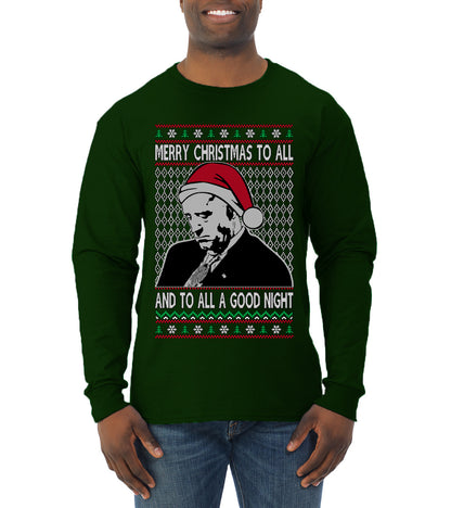 A Good Night Sleepy Joe Merry Xmas To All,Christmas Gifts, Funny Xmas Gift Idea, Ugly Christmas Sweater Mens Long Sleeve Shirt