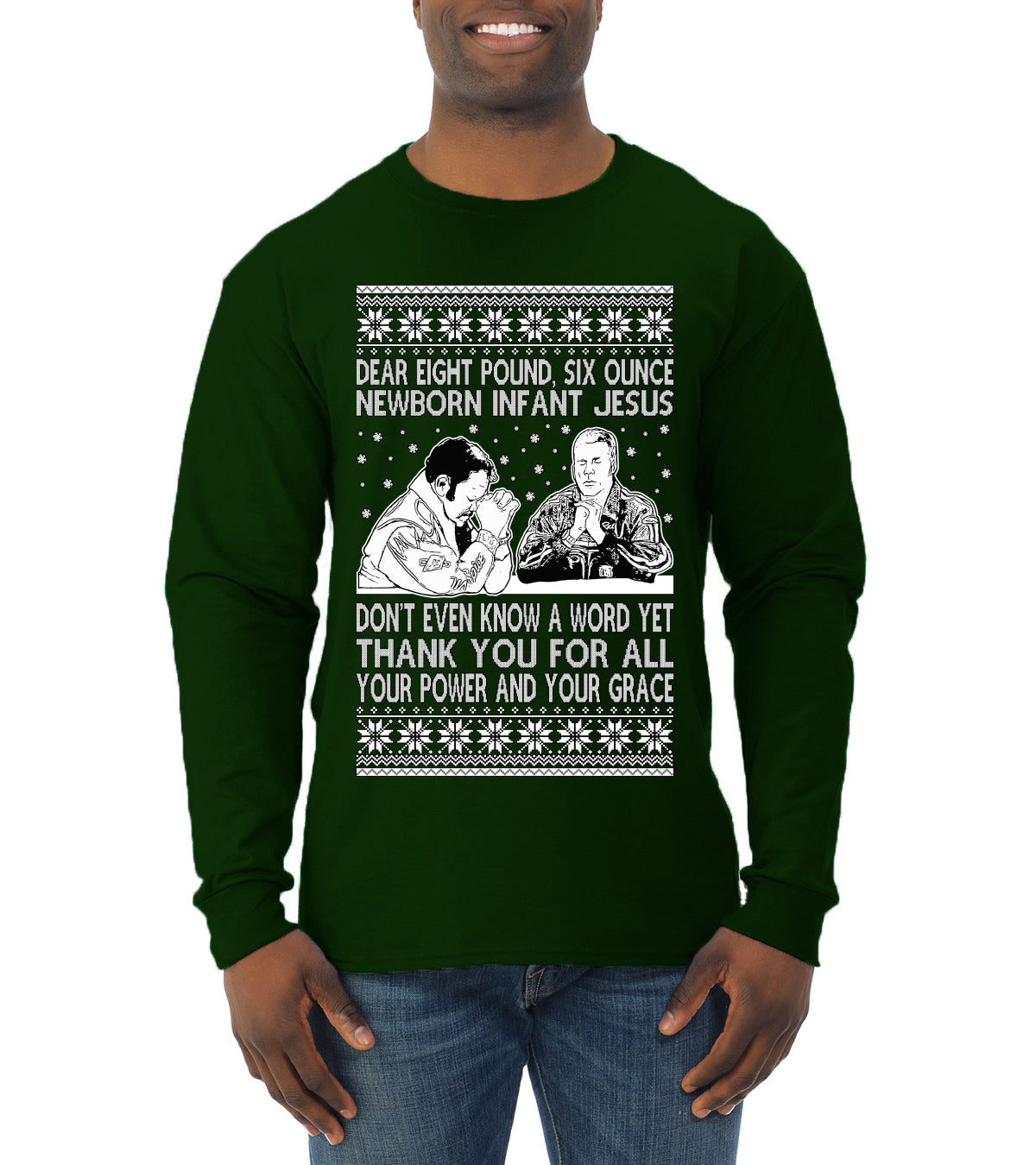 8 Pound 6 Ounce Baby Jesus Shake and Bake, Birthday Jesus,Christmas Gifts, Funny Xmas Gift Idea, Ugly Christmas Sweater Mens Long Sleeve Shirt