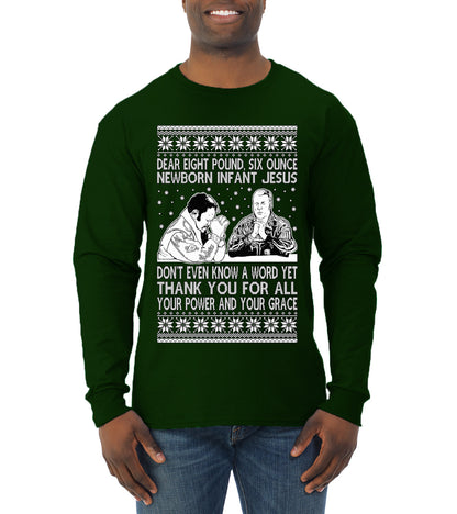 8 Pound 6 Ounce Baby Jesus Shake and Bake, Birthday Jesus,Christmas Gifts, Funny Xmas Gift Idea, Ugly Christmas Sweater Mens Long Sleeve Shirt