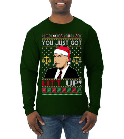 Just Got Litt Up Louis, TV Series, Christmas Gifts, Funny Xmas Gift Idea, Ugly Christmas Sweater Mens Long Sleeve Shirt