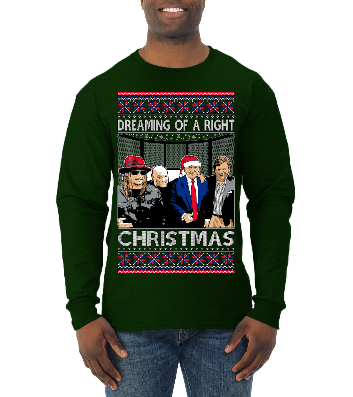 Dreaming Of A Right Christmas, Trump 2024 ,  , Christmas Gifts, Funny Xmas Gift Idea, Ugly Christmas Sweater Mens Long Sleeve Shirt