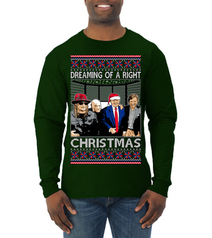 Dreaming Of A Right Christmas, Trump 2024 ,  , Christmas Gifts, Funny Xmas Gift Idea, Ugly Christmas Sweater Mens Long Sleeve Shirt