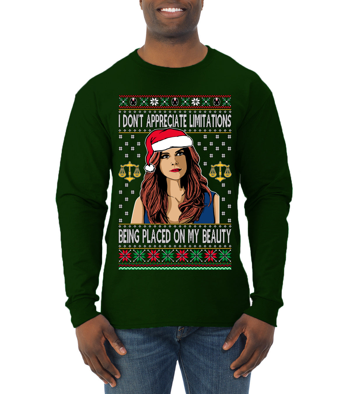 Donna TV Show Parody Don't Appreciate Limitations Being Placed, Christmas Gifts, Funny Xmas Gift Idea, Ugly Christmas Sweater Mens Long Sleeve Shirt