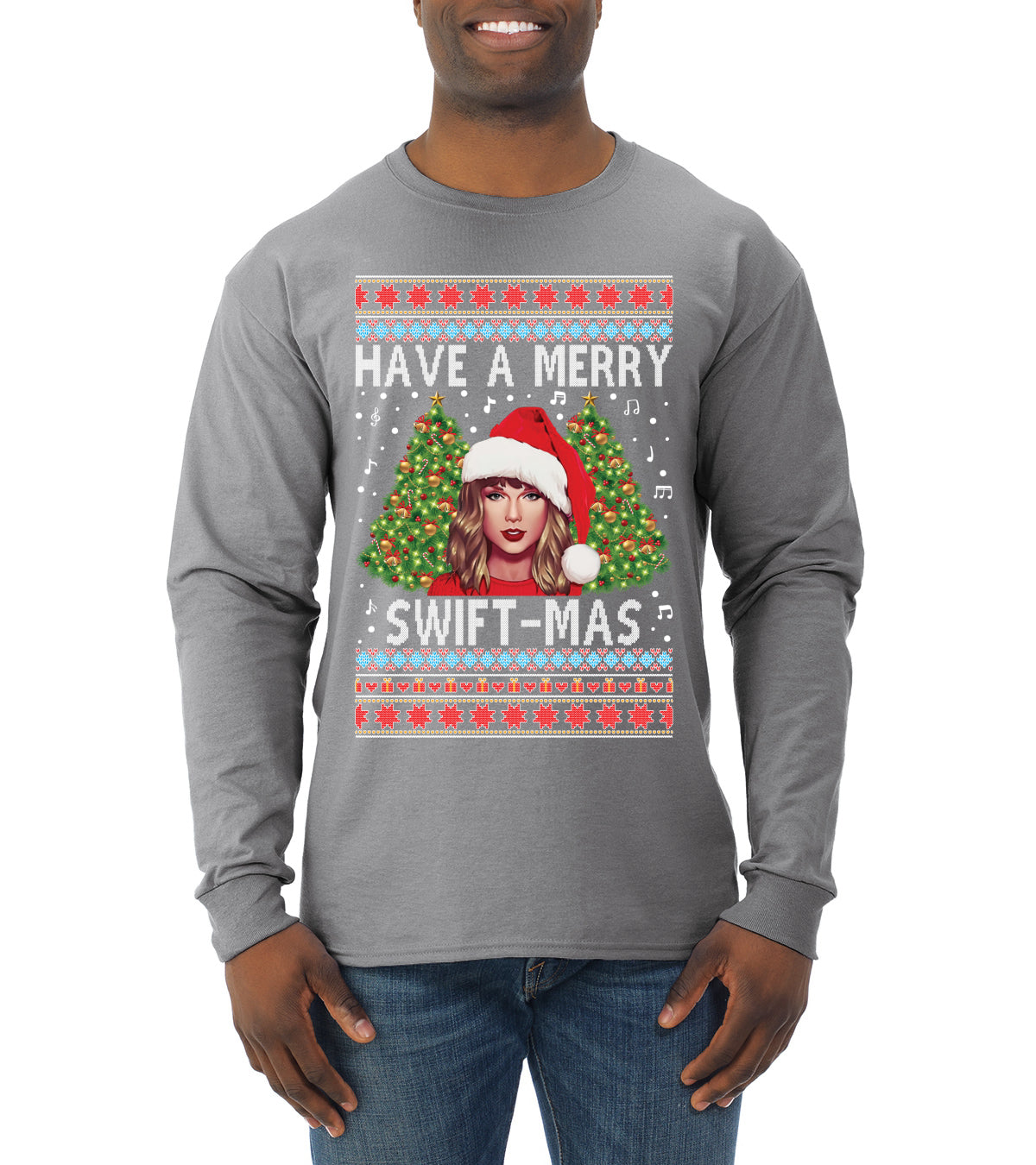 Merry Swiftmas Christmas Sweater, Christmas Gifts, Funny Xmas Gift Idea, Swiftie shirt Ugly Christmas Sweater Mens Long Sleeve Shirt