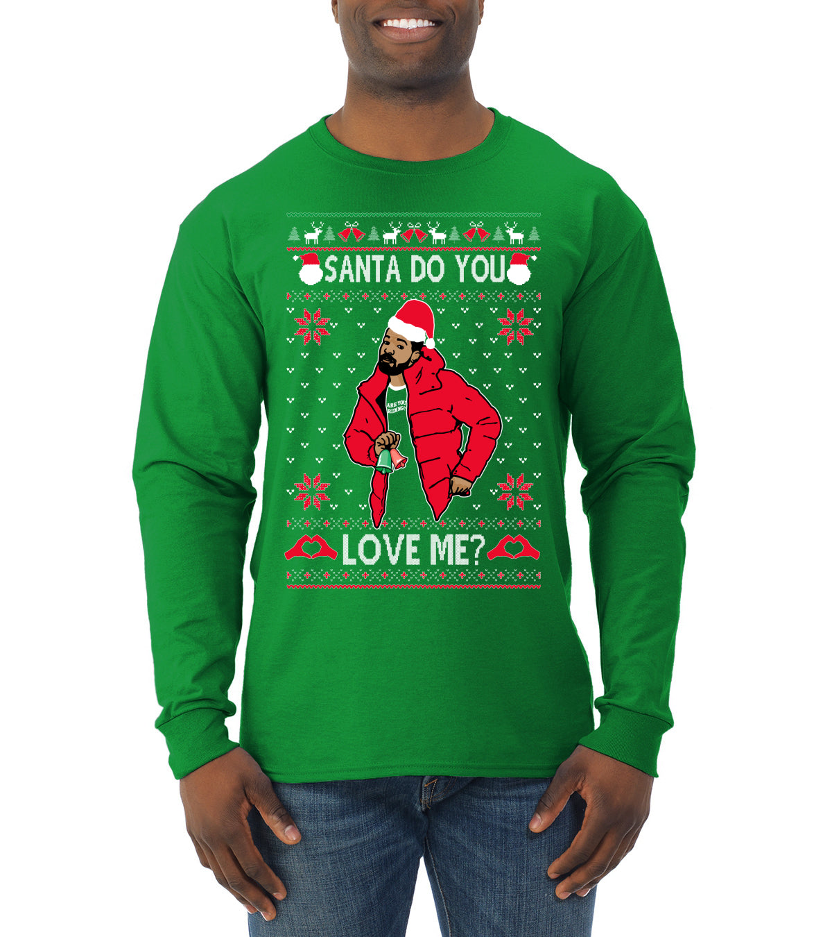 Santa Do You Love Me? White, Christmas Gifts, Funny Xmas Gift Idea, Ugly Christmas Sweater Mens Long Sleeve Shirt