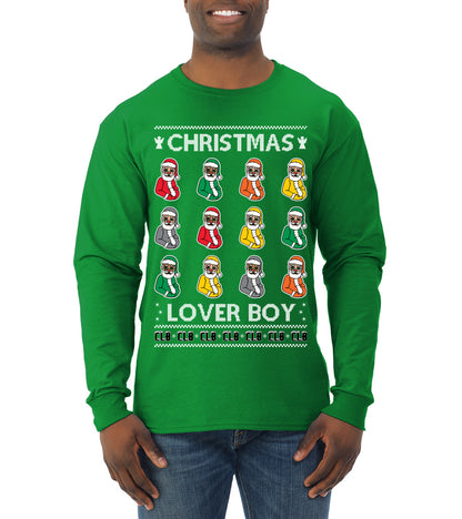 Christmas Lover Boy Funny Santa Rapper, Christmas Gifts, Funny Xmas Gift Idea, Ugly Christmas Sweater Mens Long Sleeve Shirt