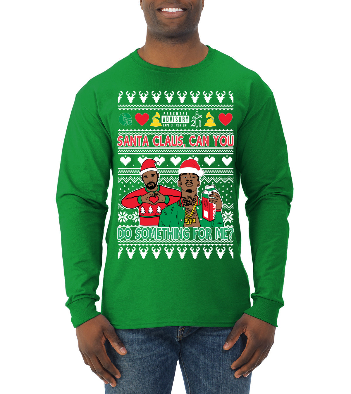 Santa Claus, Can You Do Something For Me? ,Christmas Gifts, Funny Xmas Gift Idea, Ugly Christmas Sweater Mens Long Sleeve Shirt