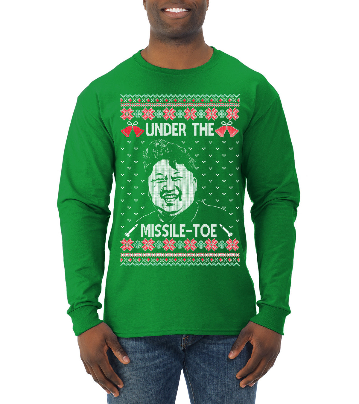 Under The Missle Toe ,Christmas Gifts, Funny Xmas Gift Idea, Ugly Christmas Sweater Mens Long Sleeve Shirt