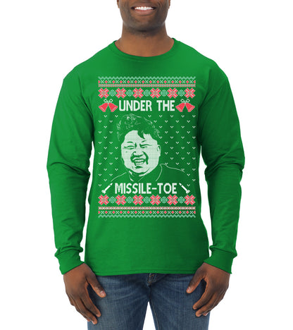 Under The Missle Toe ,Christmas Gifts, Funny Xmas Gift Idea, Ugly Christmas Sweater Mens Long Sleeve Shirt