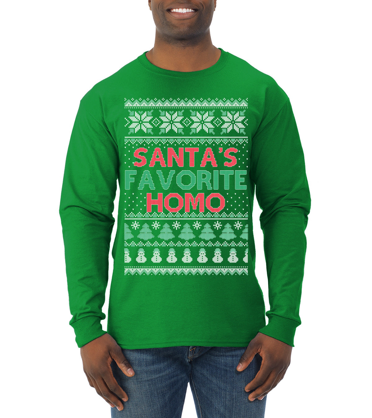 Santa's Favorite Homo ,Christmas Gifts, Funny Xmas Gift Idea, Ugly Christmas Sweater Mens Long Sleeve Shirt