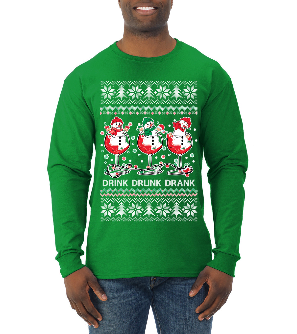 Holiday Spirits Drink Drank Drunk Snowmen, Christmas Gifts, Funny Xmas Gift Idea, Ugly Christmas  Mens Long Sleeve Shirt