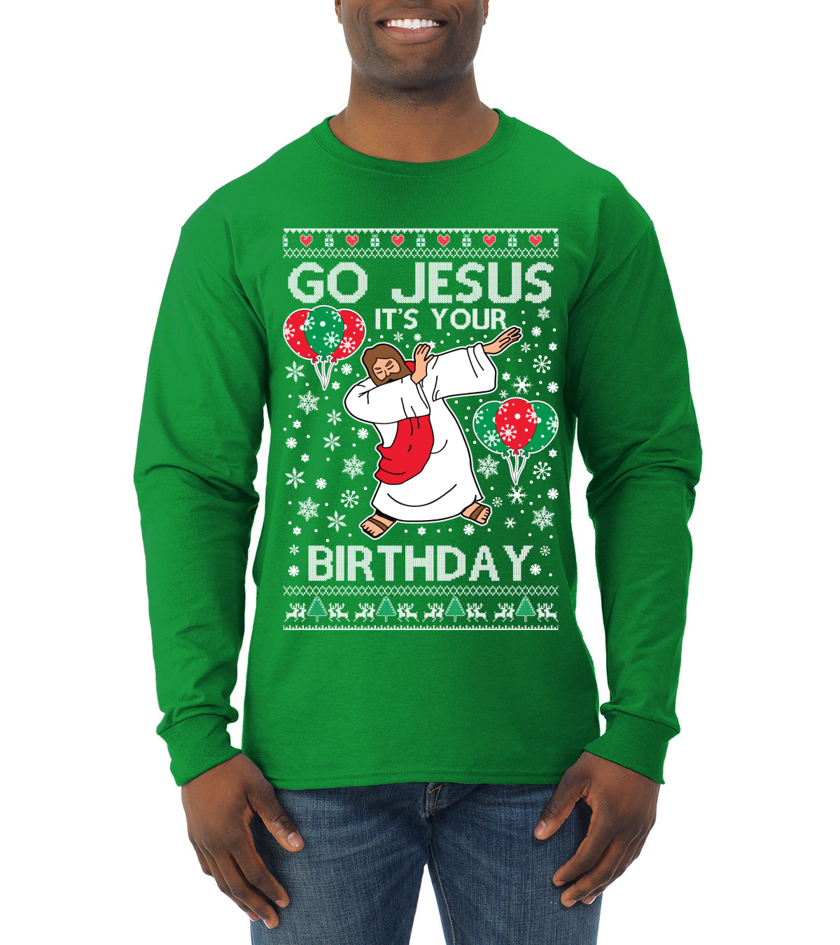 Go Jesus It's Your Birthday, Jesus Birthday, Christmas Gifts, Funny Xmas Gift Idea, Ugly Christmas  Mens Long Sleeve Shirt