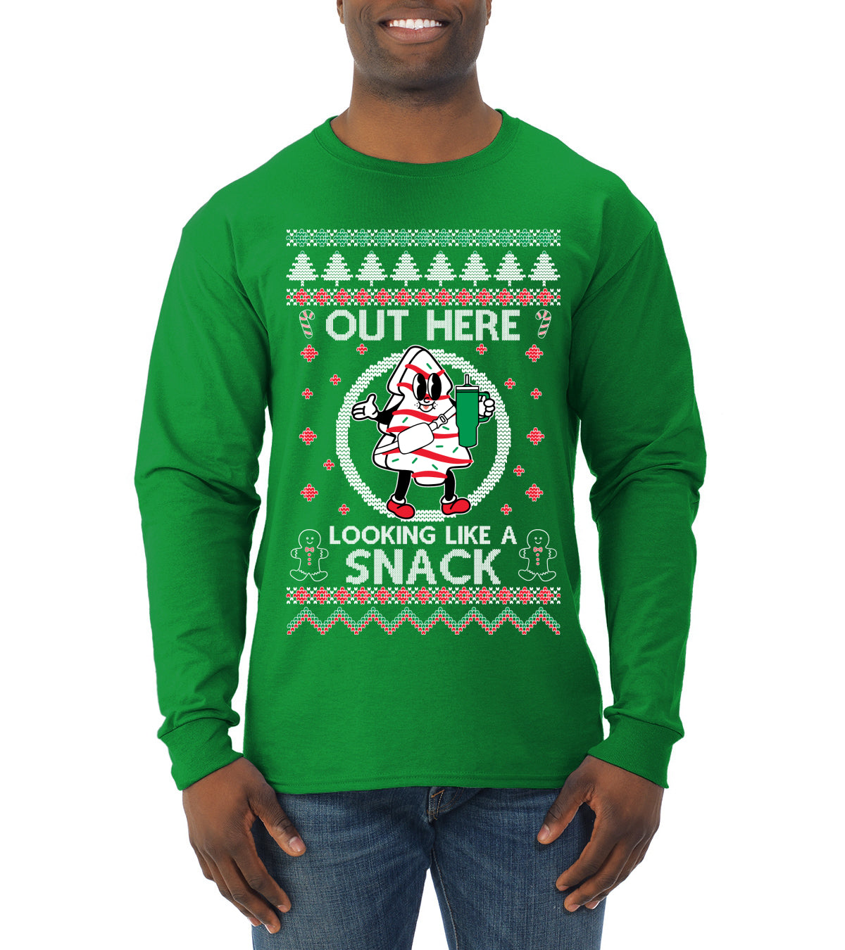 Out Here Looking Like A Snack Cookie, Funny Christmas, Christmas Gifts, Funny Xmas Gift Idea, Ugly Christmas  Mens Long Sleeve Shirt