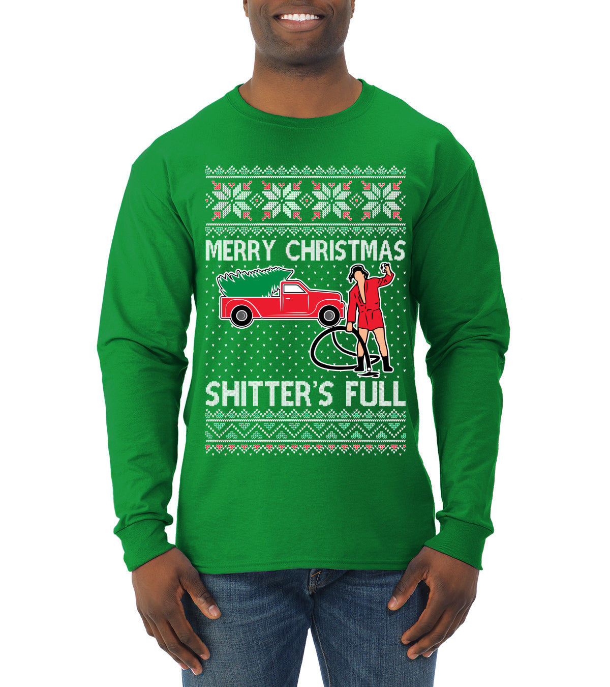 Cousin Eddie Merry Christmas Shitter's Full, Funny Christmas, Christmas Gifts, Funny Xmas Gift Idea, Ugly Christmas  Mens Long Sleeve Shirt