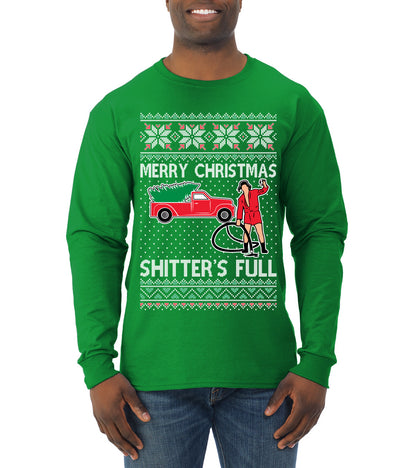 Cousin Eddie Merry Christmas Shitter's Full, Funny Christmas, Christmas Gifts, Funny Xmas Gift Idea, Ugly Christmas  Mens Long Sleeve Shirt