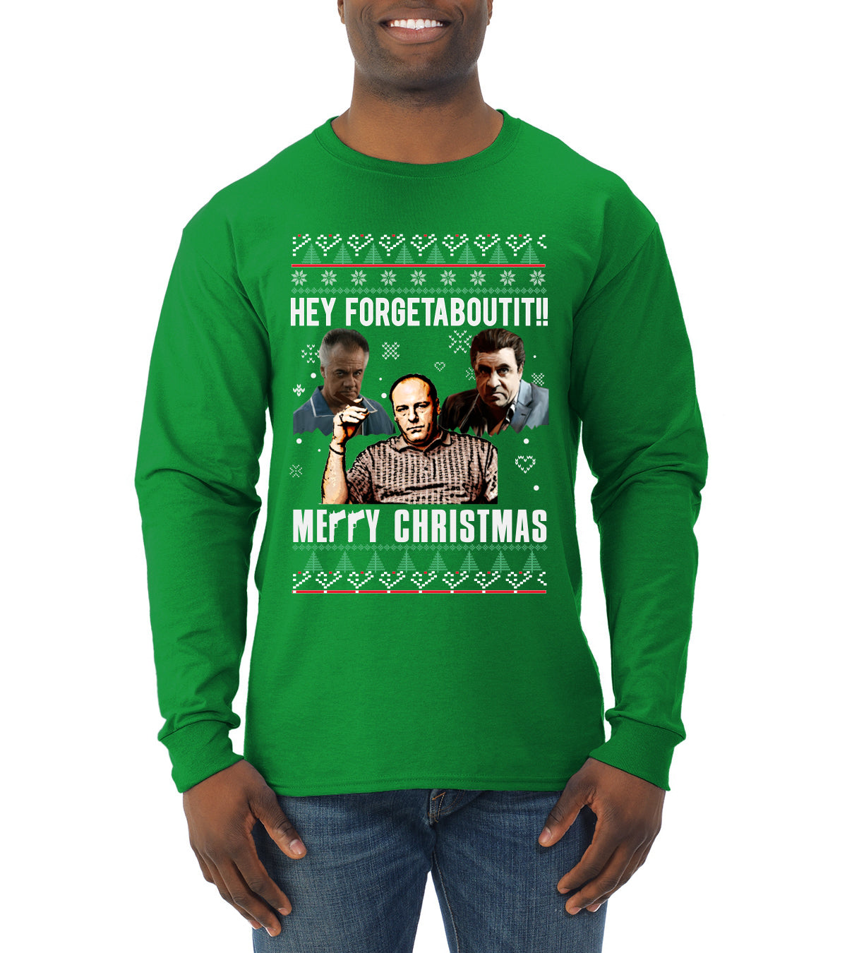 Hey Forgetabout Mery Christmas, Christmas Gifts, Funny Xmas Gift Idea, Ugly Christmas Sweater Mens Long Sleeve Shirt
