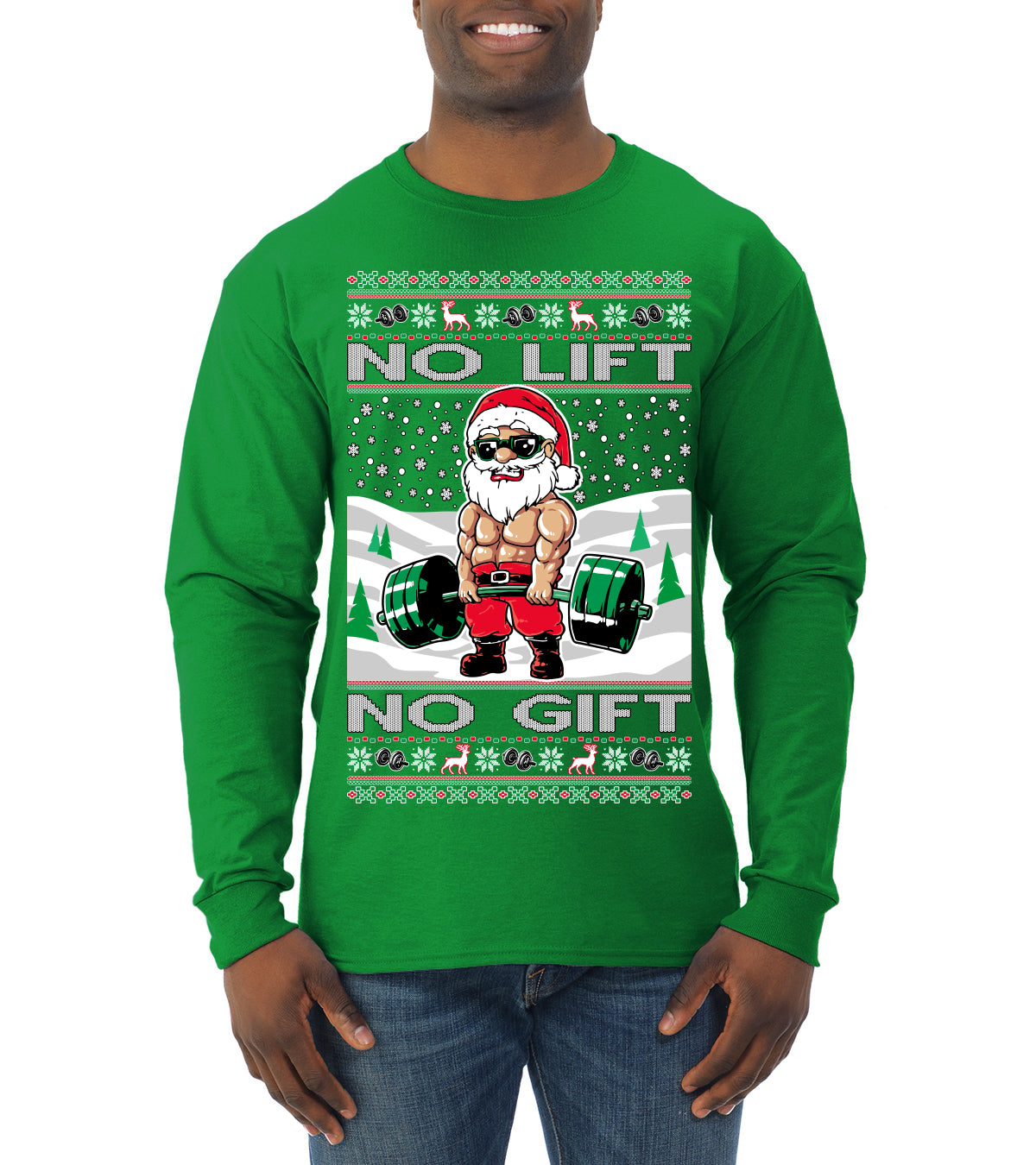 Merry Liftmas No Lift No Gift, Christmas Gifts, Funny Xmas Gift Idea, Ugly Christmas Sweater Mens Long Sleeve Shirt