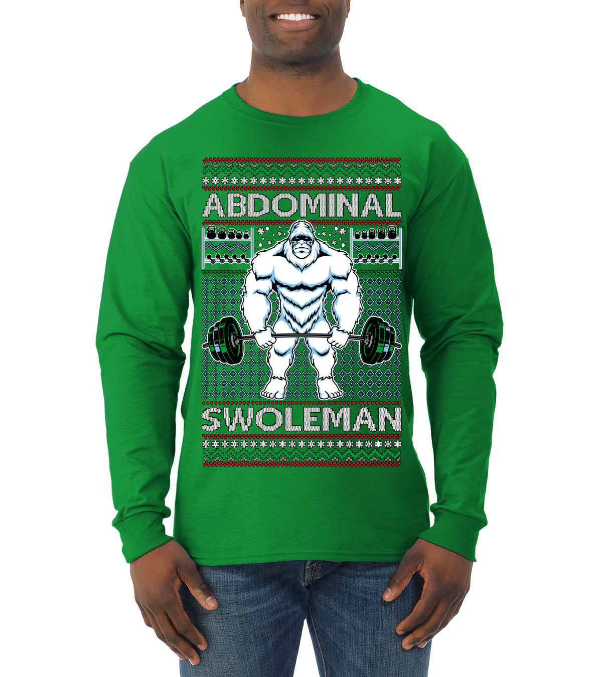 Merry Liftmas Abdominal Swoleman, Christmas Gifts, Funny Xmas Gift Idea, Ugly Christmas Sweater Mens Long Sleeve Shirt