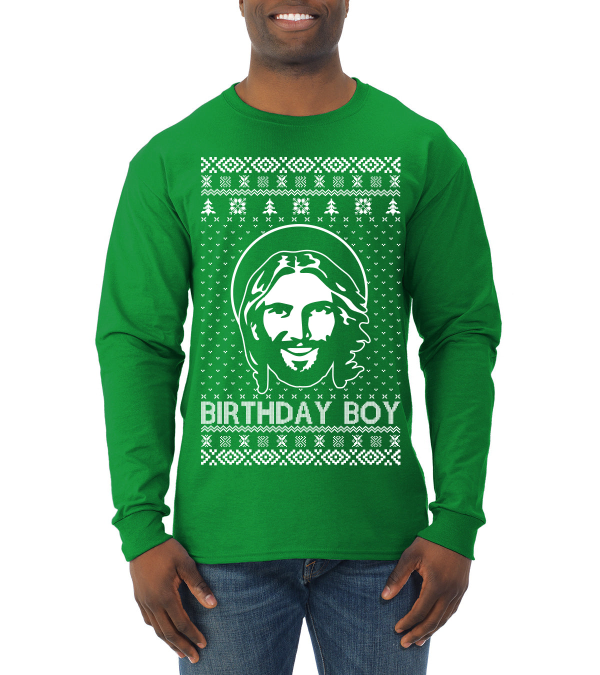Birthday Boy Jesus Christ, Christmas Gifts, Funny Xmas Gift Idea, Ugly Christmas Sweater Mens Long Sleeve Shirt