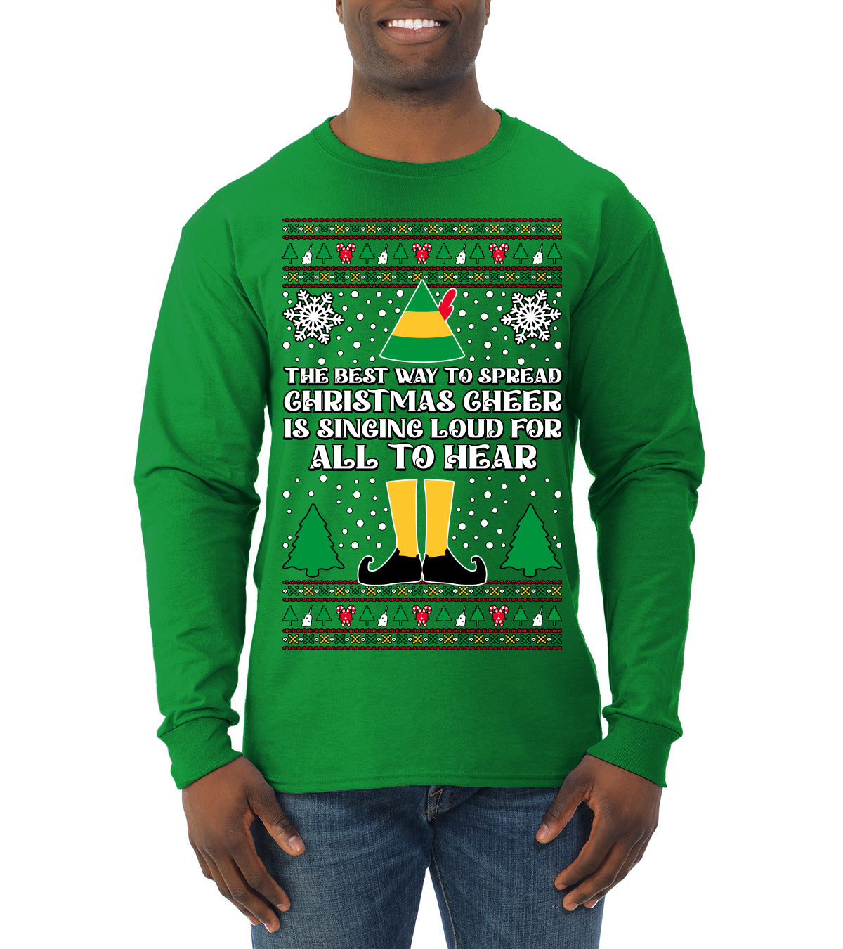 Spread Christmas Cheer Sing Loud For All To Hear, Christmas Gifts, Funny Xmas Gift Idea, Ugly Christmas Sweater Mens Long Sleeve Shirt