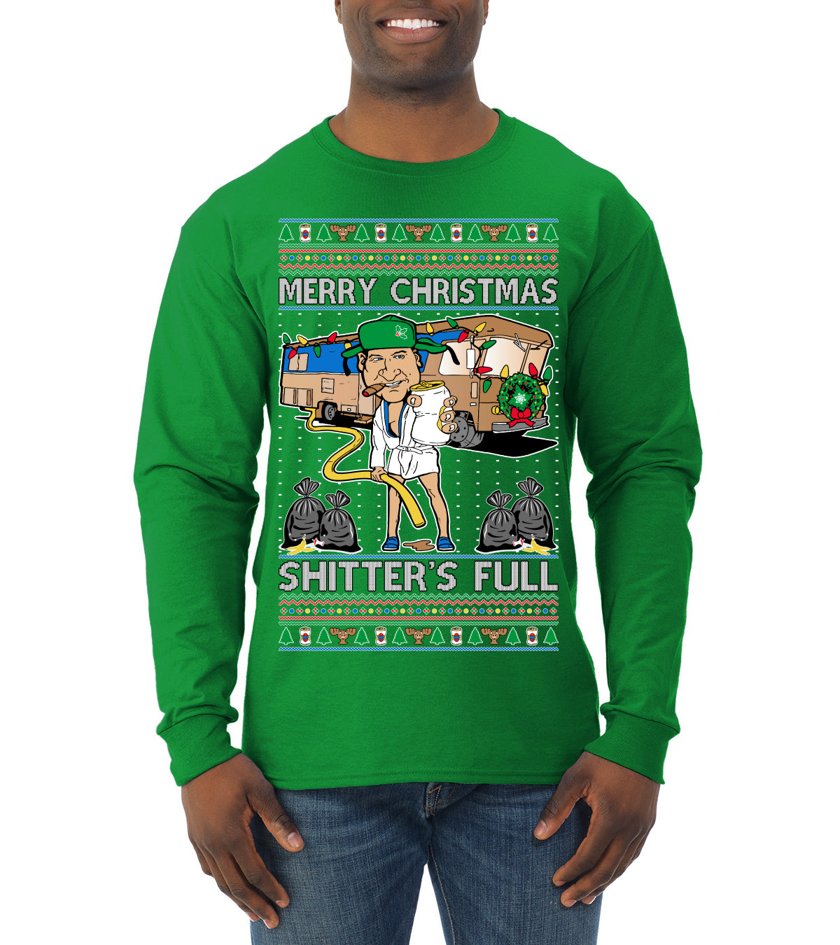 Merry Christmas Shitter's Full Ugly Christmas Sweater, Christmas Gifts, Funny Xmas Gift Idea, Mens Long Sleeve Shirt