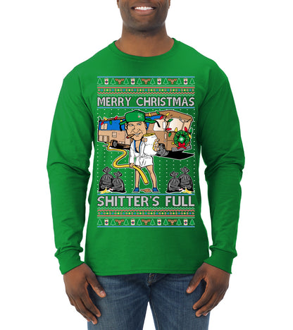 Merry Christmas Shitter's Full Ugly Christmas Sweater, Christmas Gifts, Funny Xmas Gift Idea, Mens Long Sleeve Shirt