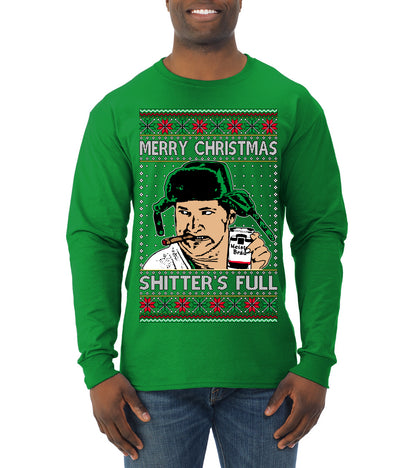Shitter's Full Cousin Eddie Christmas Family Vacation Ugly Christmas Sweater, Christmas Gifts, Funny Xmas Gift Idea, Mens Long Sleeve Shirt