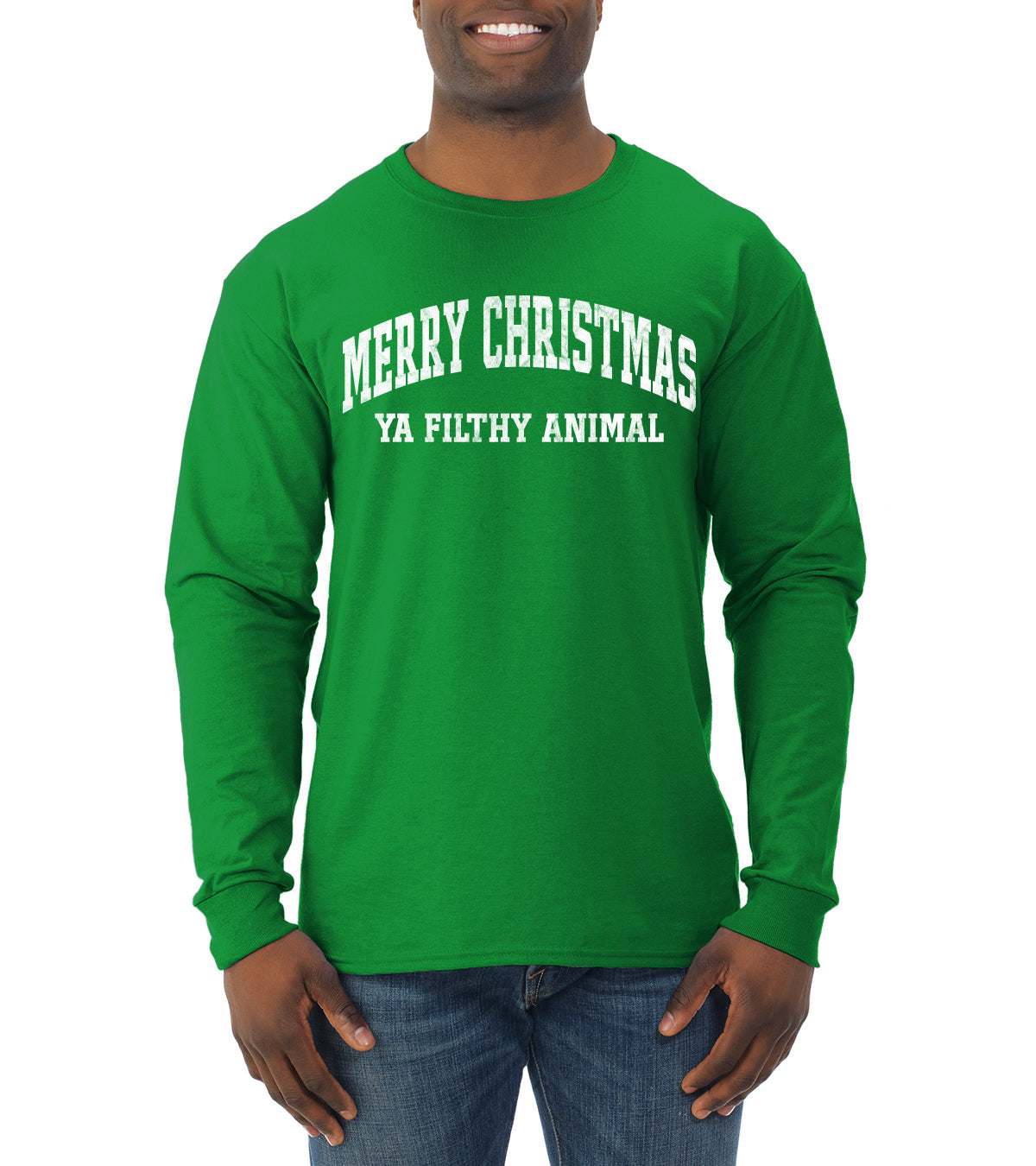 Vintage Movie Quote Merry Christmas Filthy Animal, Christmas Gifts, Funny Xmas Gift Idea, Ugly Christmas Sweater Mens Long Sleeve Shirt