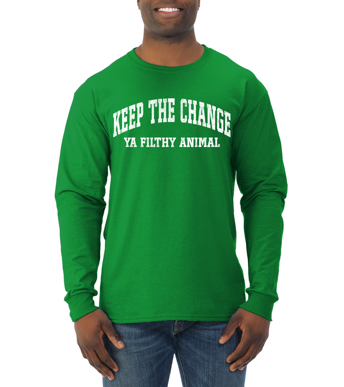 Vintage Movie Quote Keep The Change Filthy Animal, Christmas Gifts, Funny Xmas Gift Idea, Ugly Christmas Sweater Mens Long Sleeve Shirt