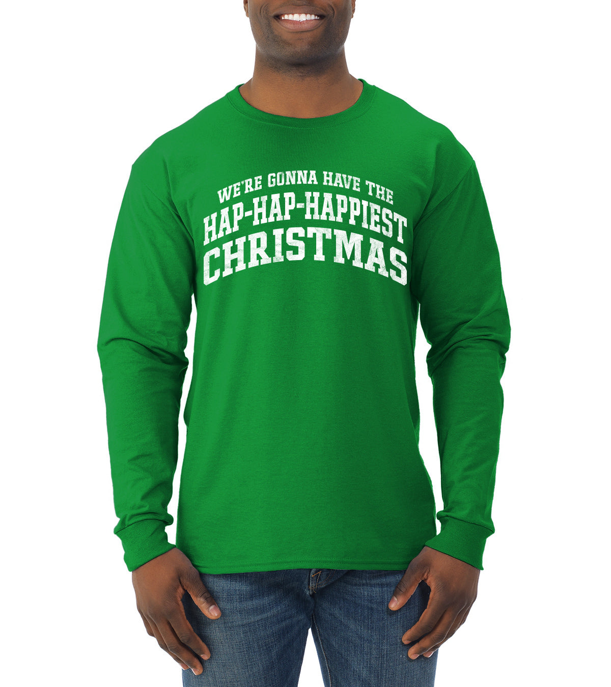 Vintage Movie Quote Hap-Hap-Happiest Christmas, Christmas Gifts, Funny Xmas Gift Idea, Ugly Christmas Sweater Mens Long Sleeve Shirt