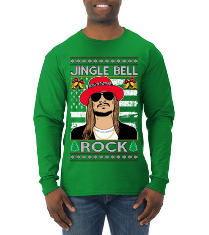 Kid RapperJingle Bell Rock  Country Music, Christmas Gifts, Funny Xmas Gift Idea Ugly Christmas Sweater Mens Long Sleeve Shirt