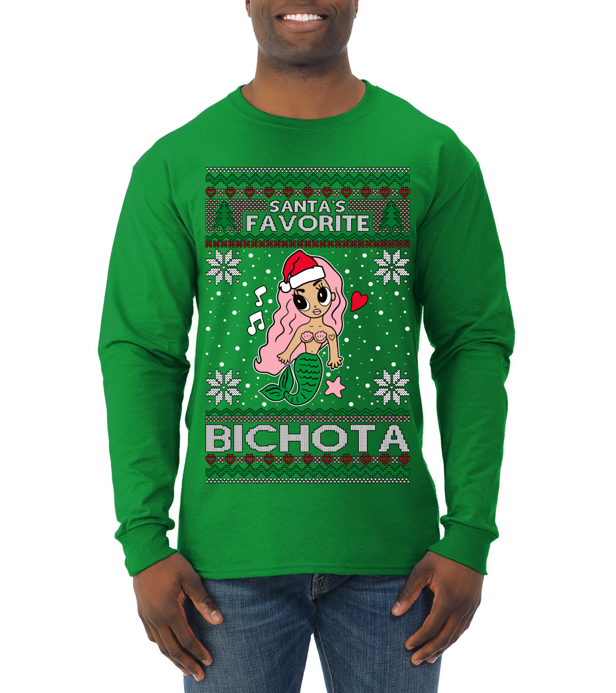 Christmas Karol Santa's Favorite Bichota, Christmas Gifts, Funny Xmas Gift Idea, Ugly Christmas Sweater Mens Long Sleeve Shirt