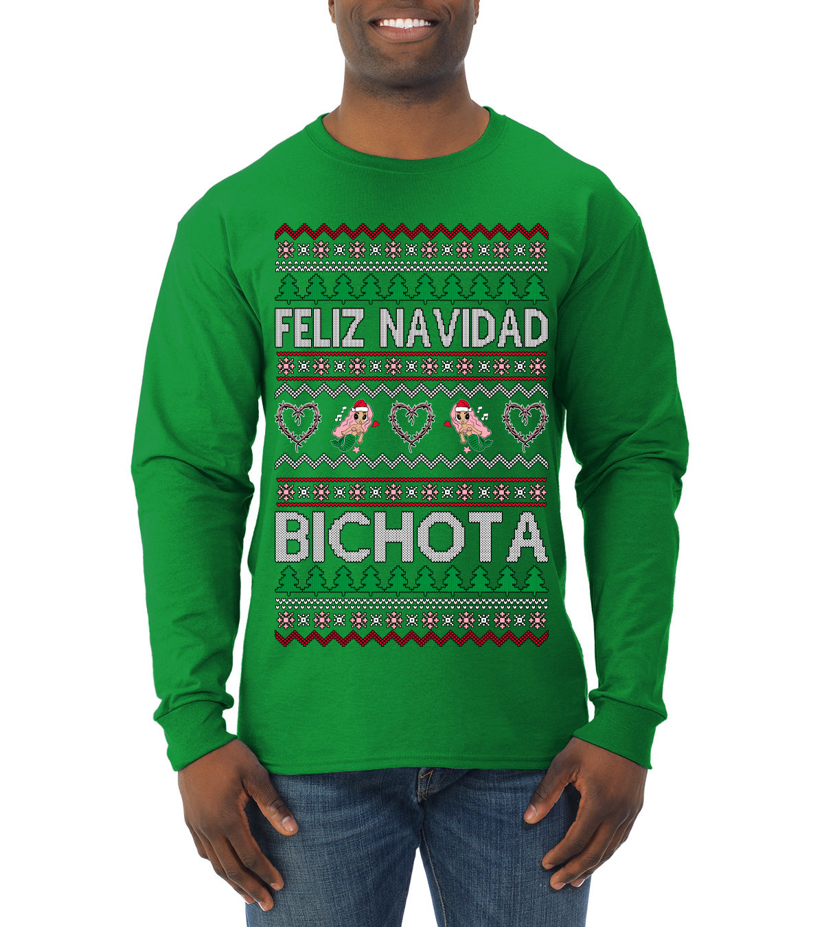 Feliz Navidad Bichota, Christmas Gifts, Funny Xmas Gift Idea, Ugly Christmas Sweater Mens Long Sleeve Shirt