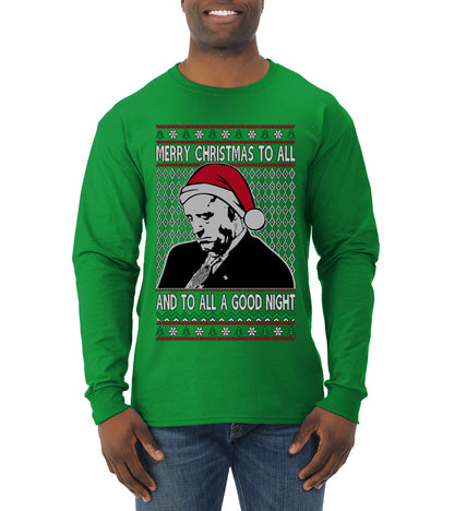 A Good Night Sleepy Joe Merry Xmas To All,Christmas Gifts, Funny Xmas Gift Idea, Ugly Christmas Sweater Mens Long Sleeve Shirt
