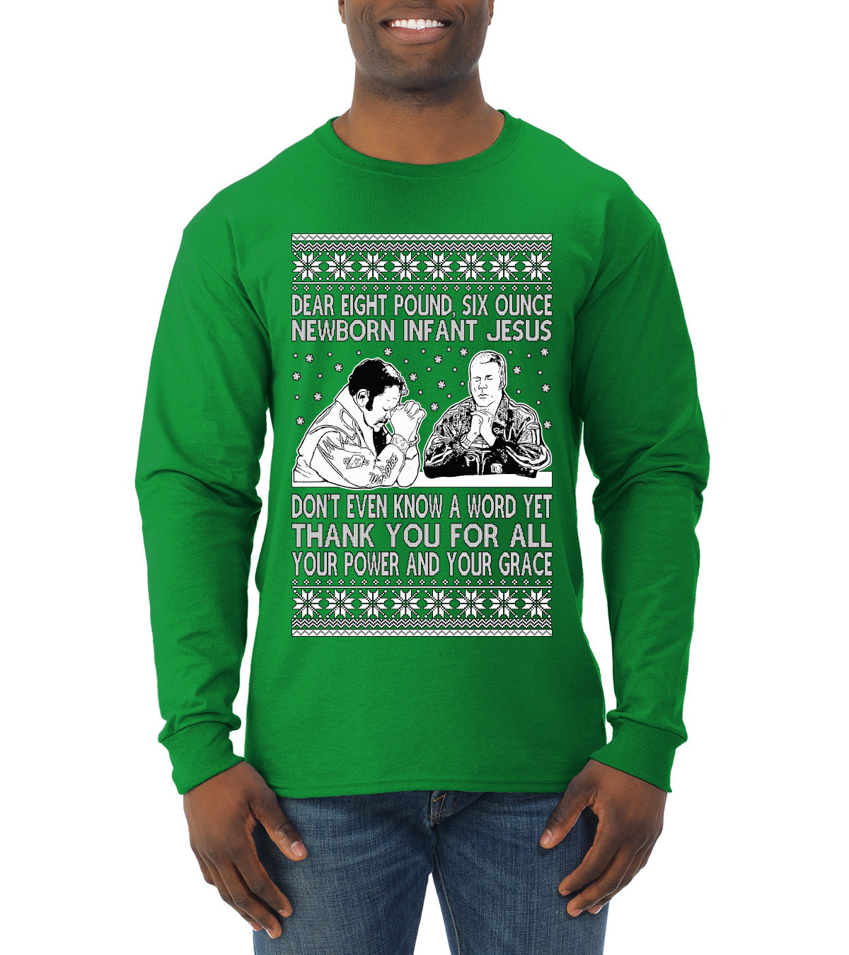 8 Pound 6 Ounce Baby Jesus Shake and Bake, Birthday Jesus,Christmas Gifts, Funny Xmas Gift Idea, Ugly Christmas Sweater Mens Long Sleeve Shirt